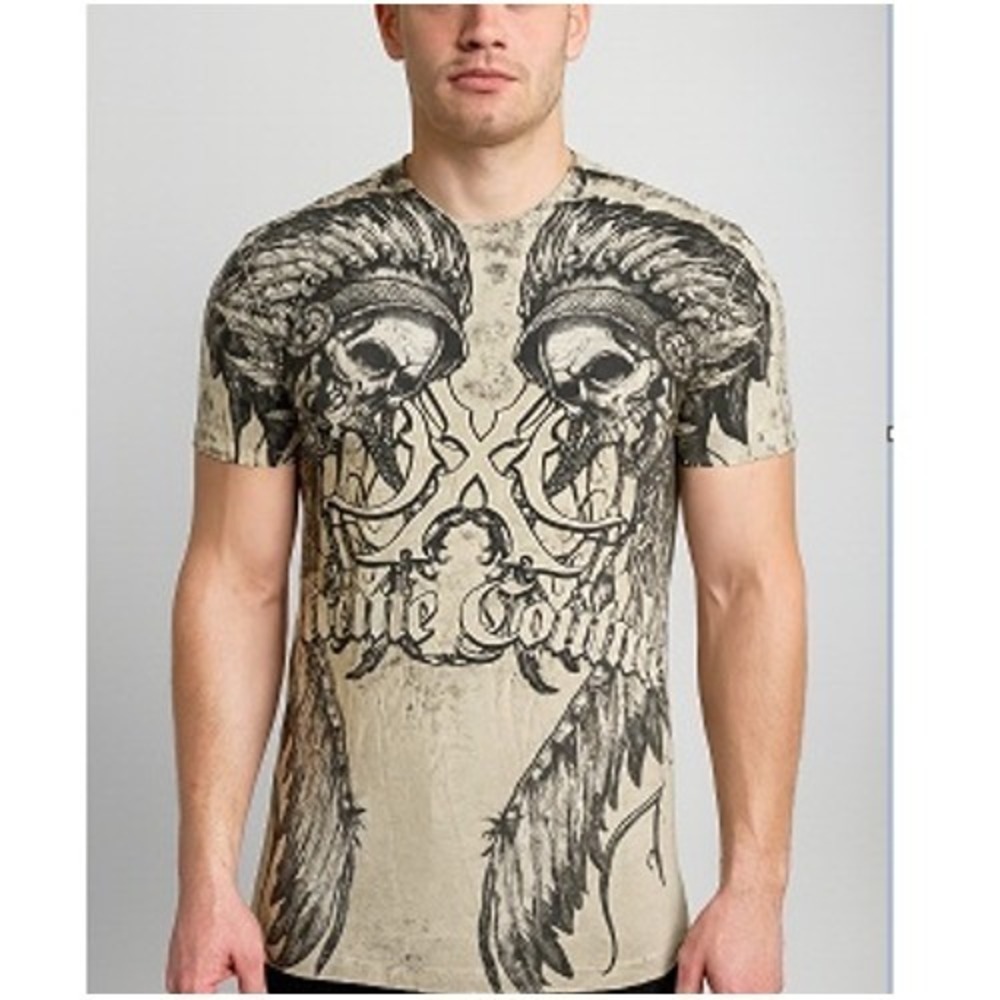 Xtreme‎ Couture Men's Ivory Skull Goth Graphic Crew Neck T-Shirt NWOT Size M